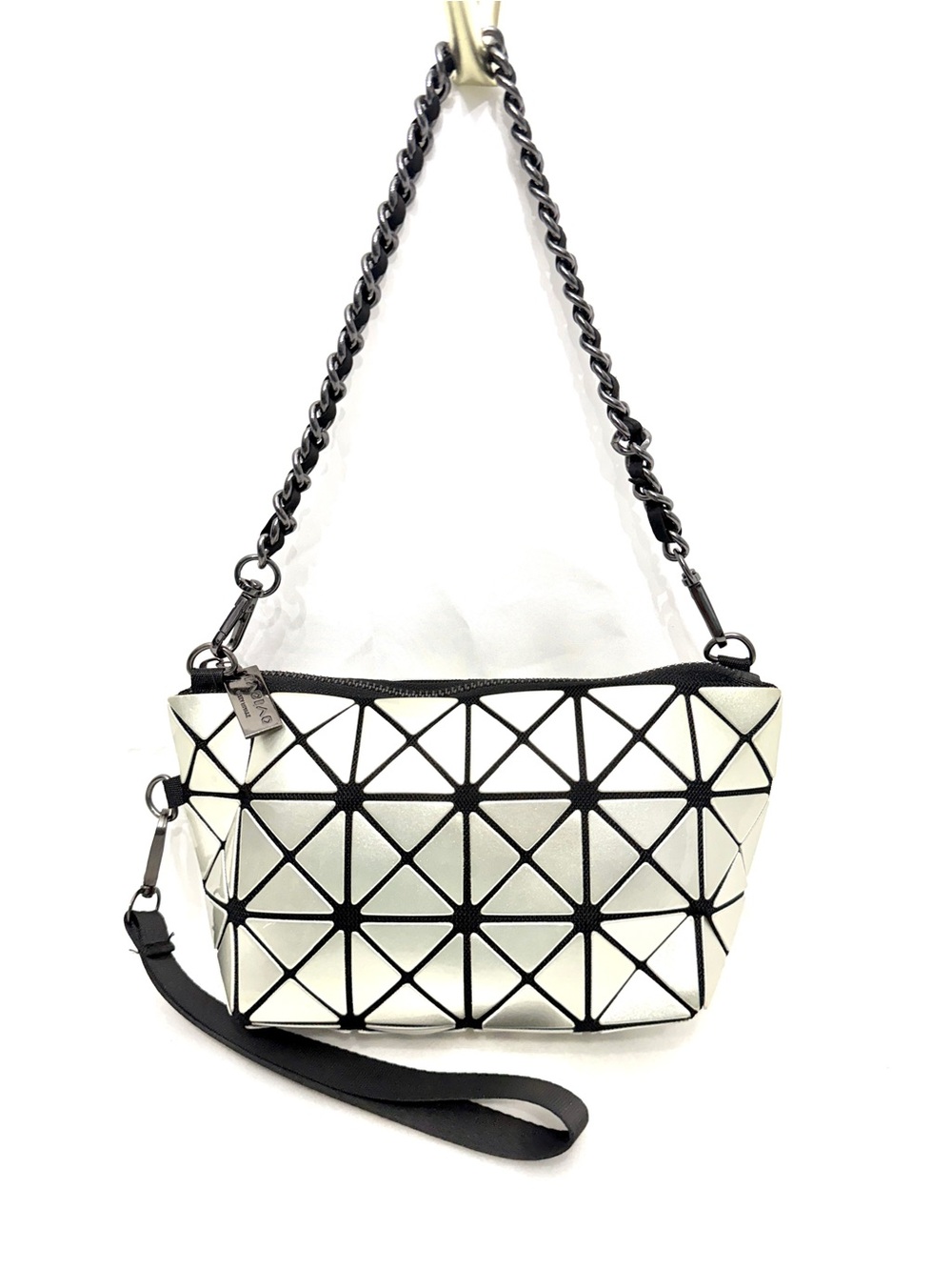 ISSEY MIYAKE Bao Bao LUCENT Silver Metallic Prism Geometric Mini Shoulder Bag